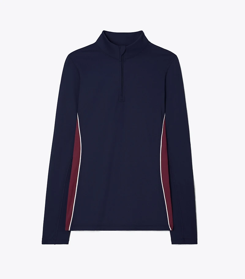 Contrast Piped Half-Zip Pullover
