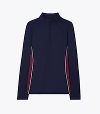 Contrast Piped Half-Zip Pullover