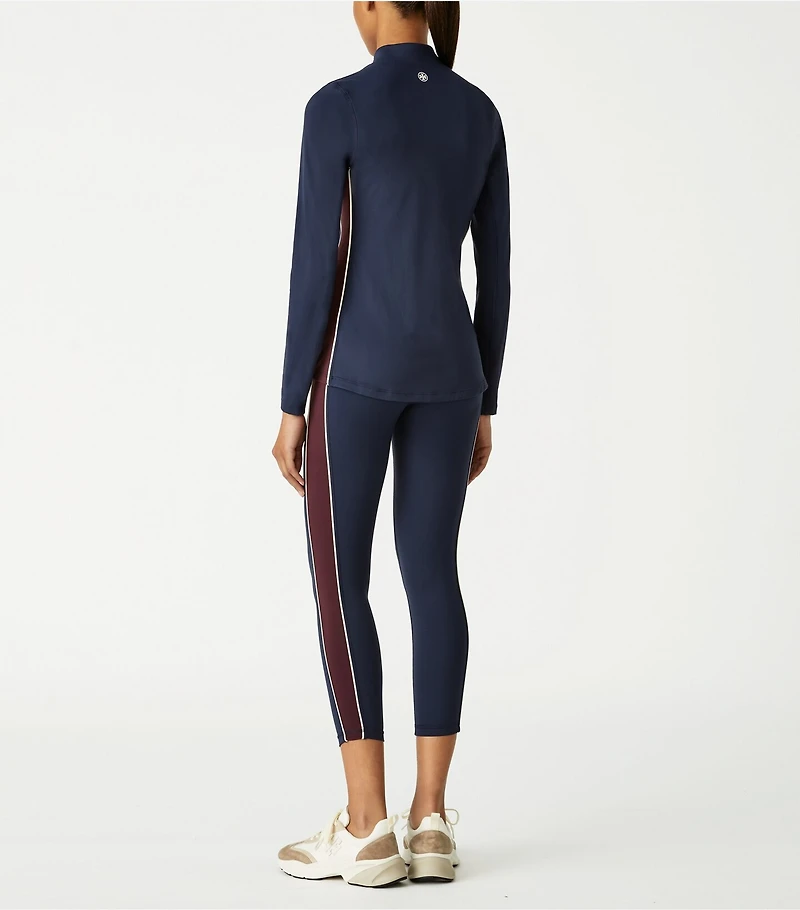 Contrast Piped Half-Zip Pullover