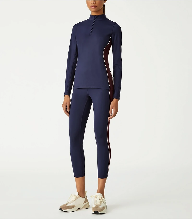 Contrast Piped Half-Zip Pullover