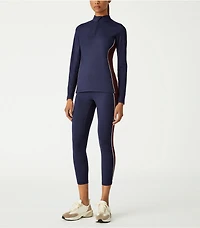 Contrast Piped Half-Zip Pullover