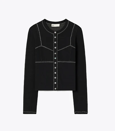 Cotton And Nylon Mesh Cardigan