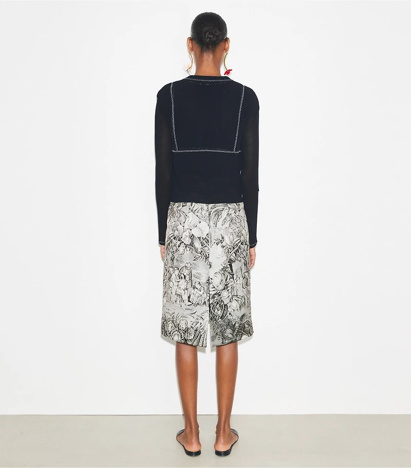 Cotton And Nylon Mesh Cardigan