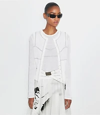 Cotton And Nylon Mesh Cardigan