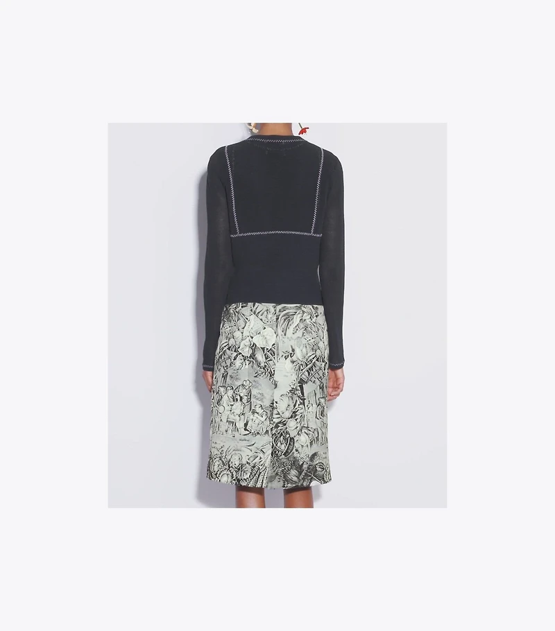 Cotton And Nylon Mesh Cardigan