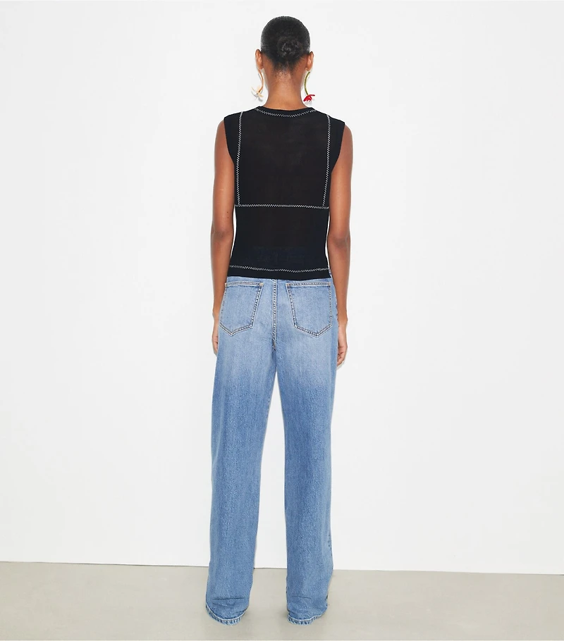 Cotton And Nylon Mesh Top