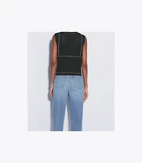 Cotton And Nylon Mesh Top