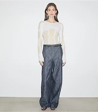 Cotton and Silk Wide-Leg Pants