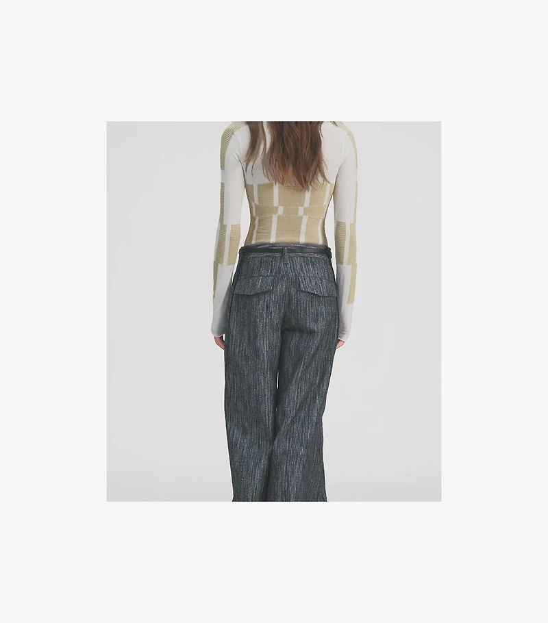 Cotton and Silk Wide-Leg Pants