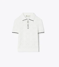 Cotton Logo Lace Polo Top