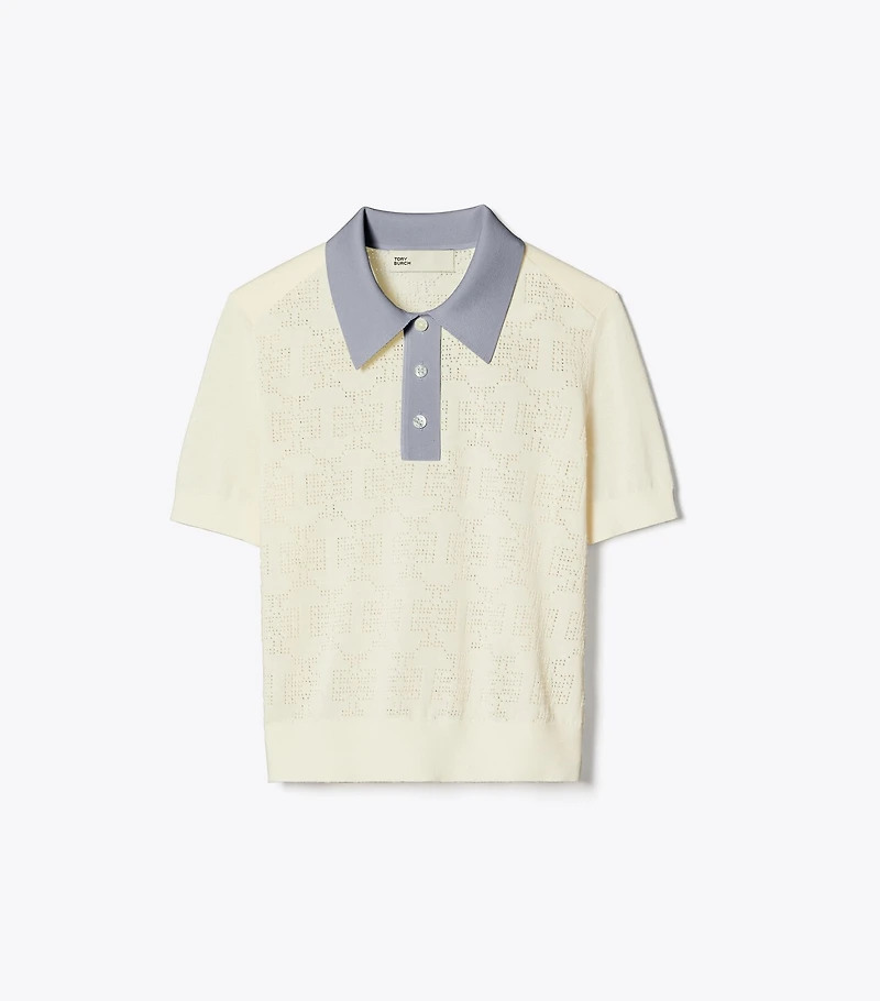 Cotton Pointelle Logo Polo