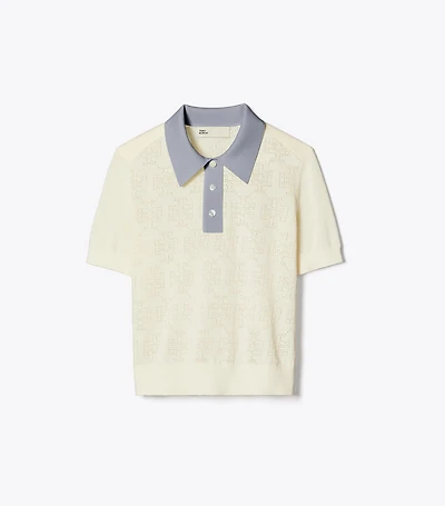 Cotton Pointelle Logo Polo
