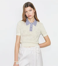 Cotton Pointelle Logo Polo