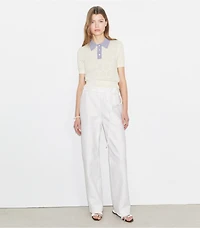 Cotton Pointelle Logo Polo