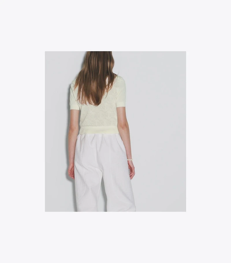 Cotton Pointelle Logo Polo