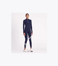 Cropped Half-Zip Long-Sleeve Top