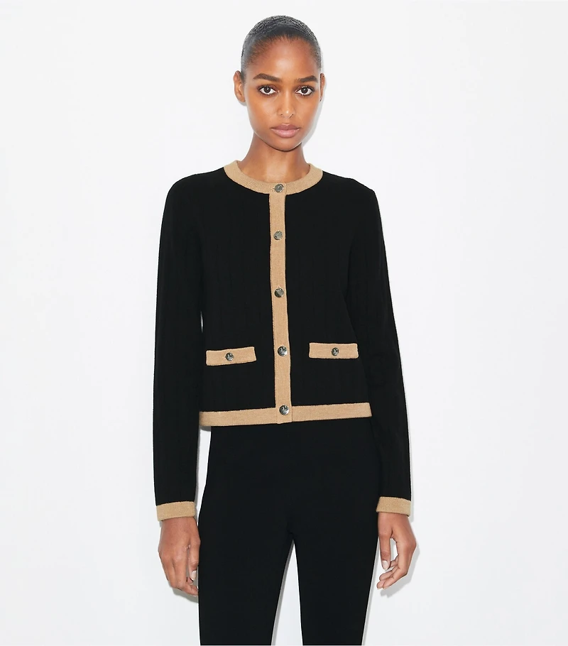 Cropped Merino Wool Cardigan