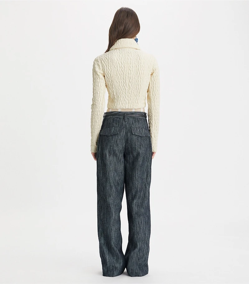 Cropped Wool and Silk Jacket