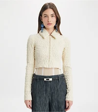 Cropped Wool and Silk Jacket