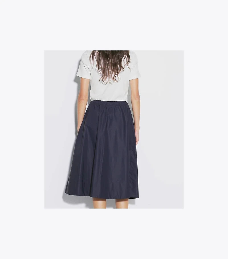 Drawstring Nylon Midi Skirt