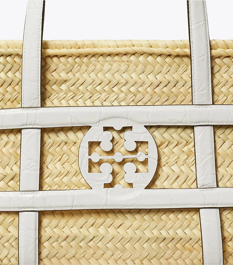 Ella Croc-Embossed Straw Basket