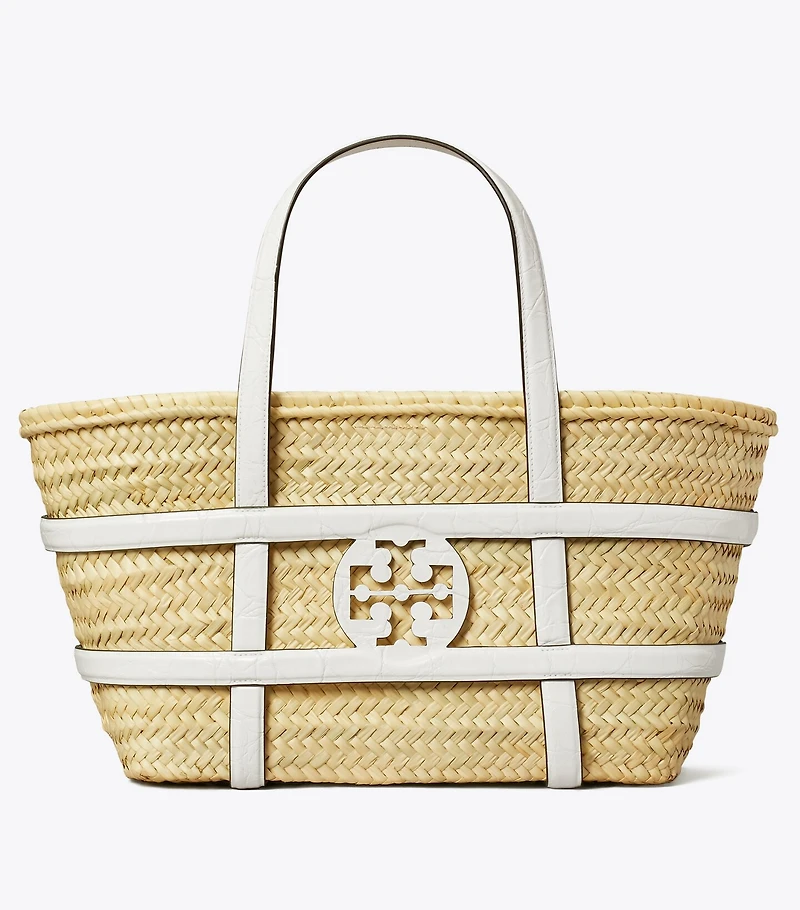 Ella Croc-Embossed Straw Basket