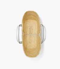 Ella Croc-Embossed Straw Basket