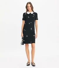 Embellished Poplin Collar Sweater Dress