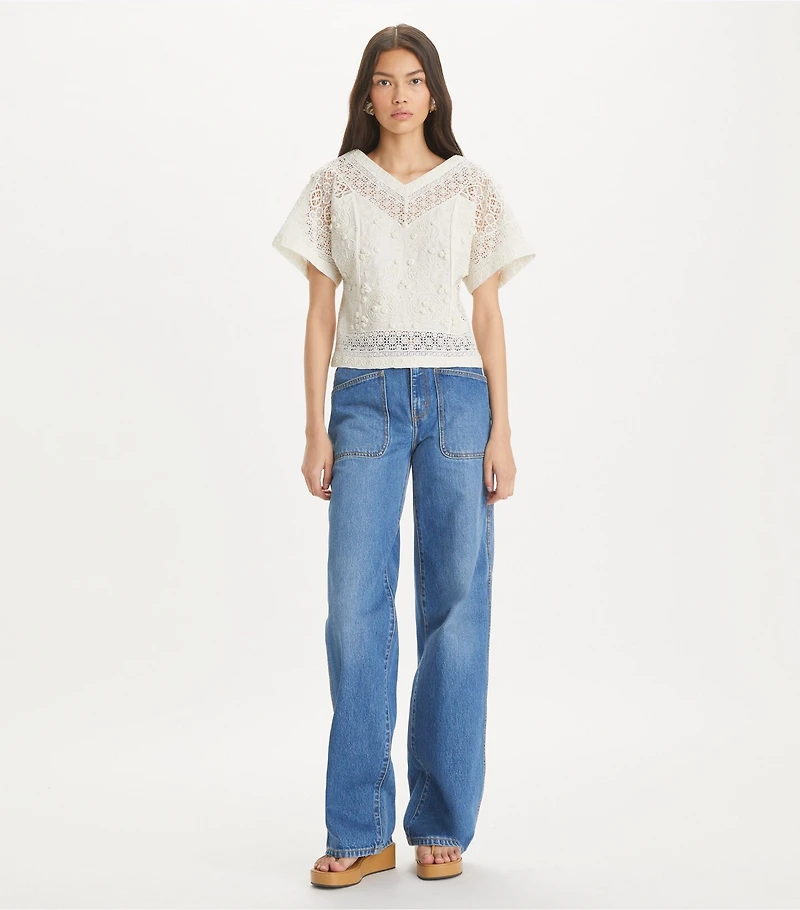 Embroidered Linen Top