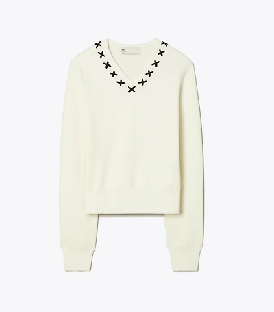 Embroidered Wool Sweater