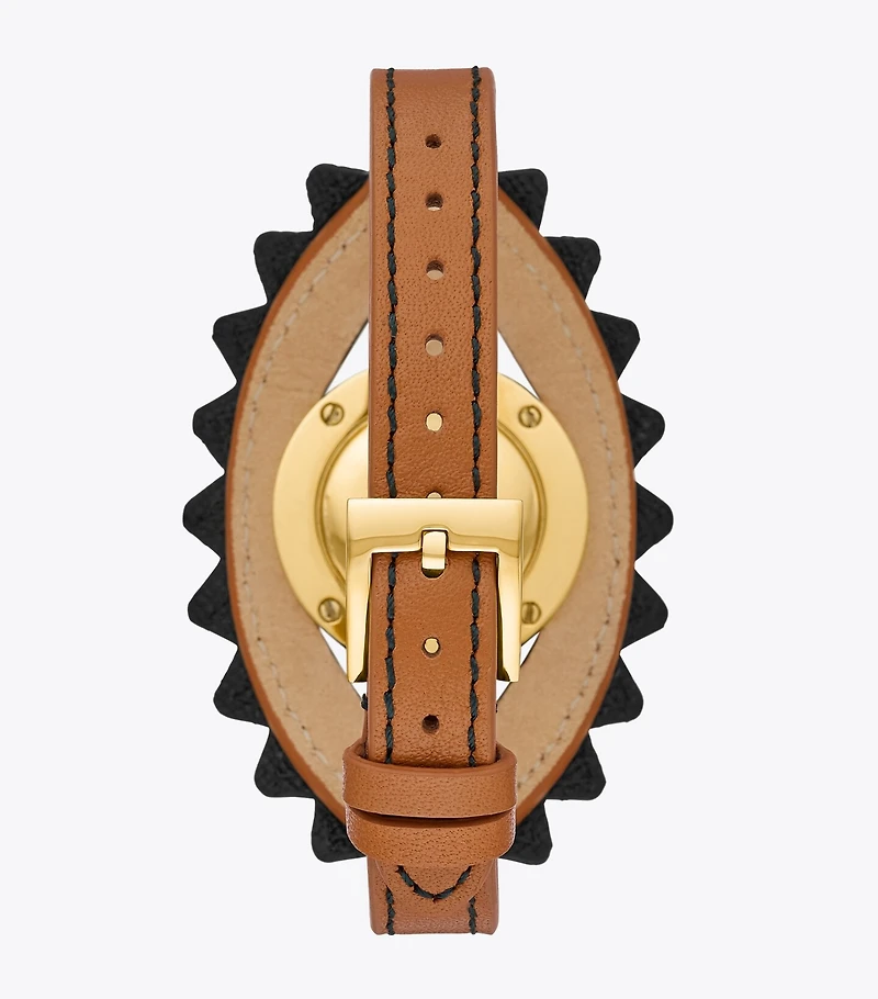 Evil Eye Bangle Watch, Luggage Leather/Green, 27 MM