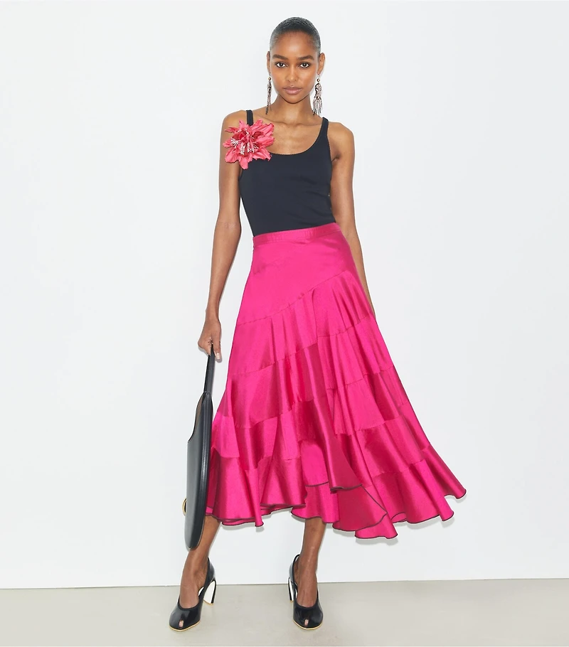 Flared Cotton Silk Skirt