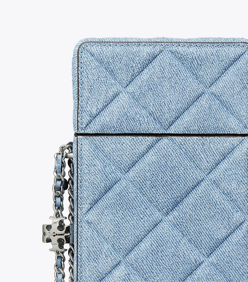 Fleming Denim-Print Suede Phone Crossbody