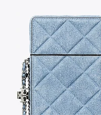 Fleming Denim-Print Suede Phone Crossbody