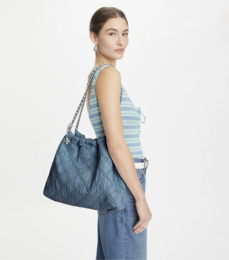 Fleming Soft Denim Hobo Bag