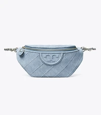 Fleming Soft Denim-Print Suede Belt Bag