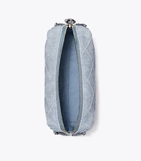 Fleming Soft Denim-Print Suede Crossbody Bag