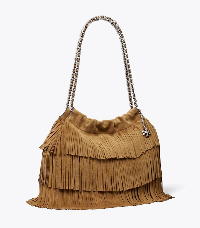 Fleming Suede Fringe Hobo Bag