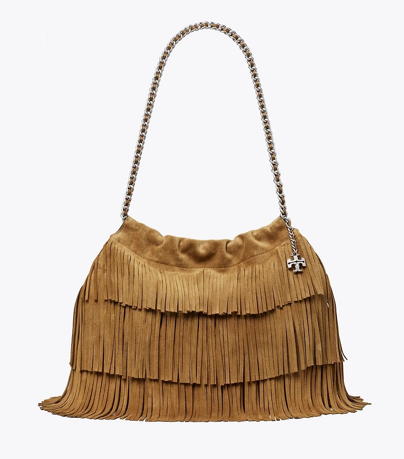 Fleming Suede Fringe Hobo Bag
