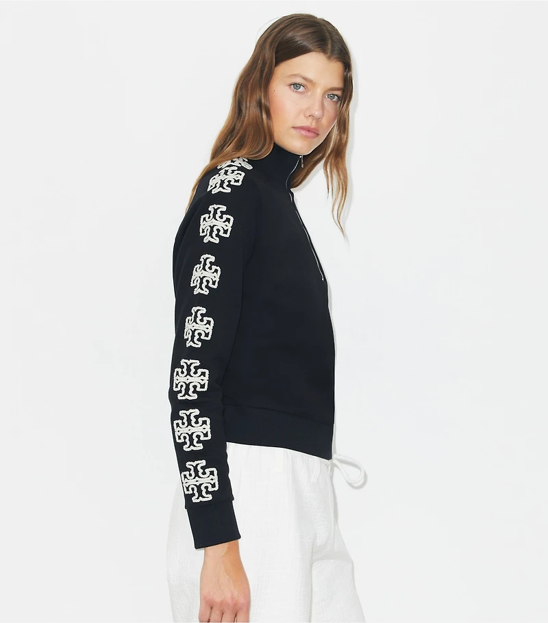 French Terry Logo Sleeve Half-Zip Sweatshirt
