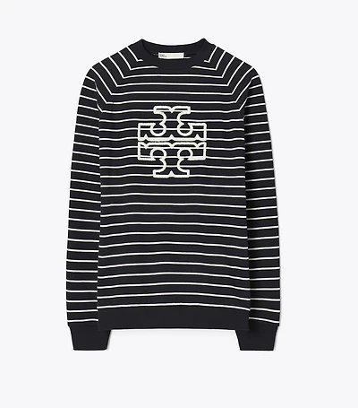 French Terry Striped Logo Crew