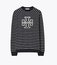 French Terry Striped Logo Crew