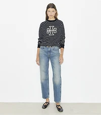 French Terry Striped Logo Crew