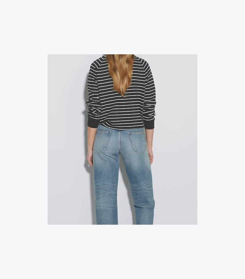 French Terry Striped Logo Crew