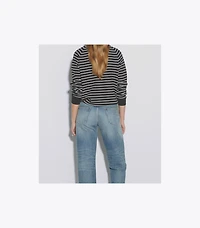 French Terry Striped Logo Crew