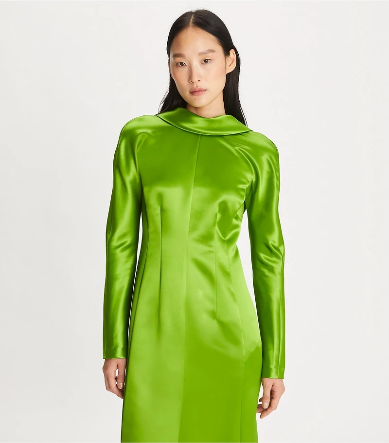 High-Neck Satin Dress