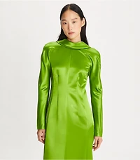 High-Neck Satin Dress