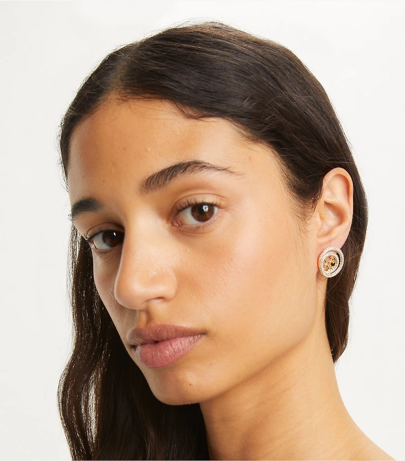 Icon Pavé Double Ring Stud Earrings