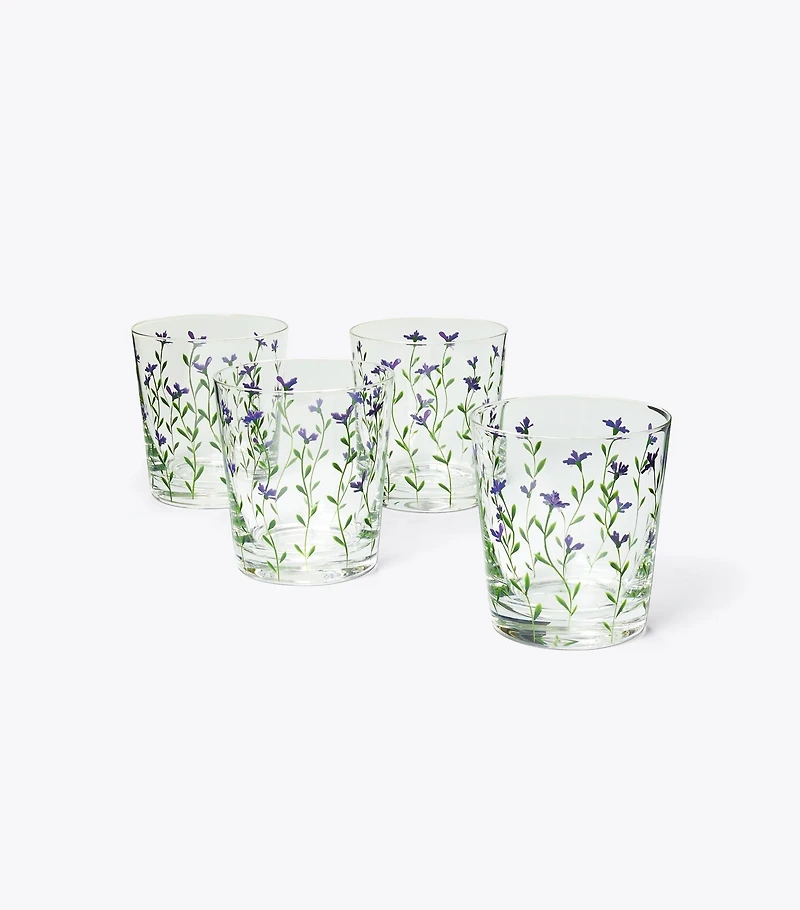 Jolie Fleur Double Old Fashioned Glass, Set Of 4