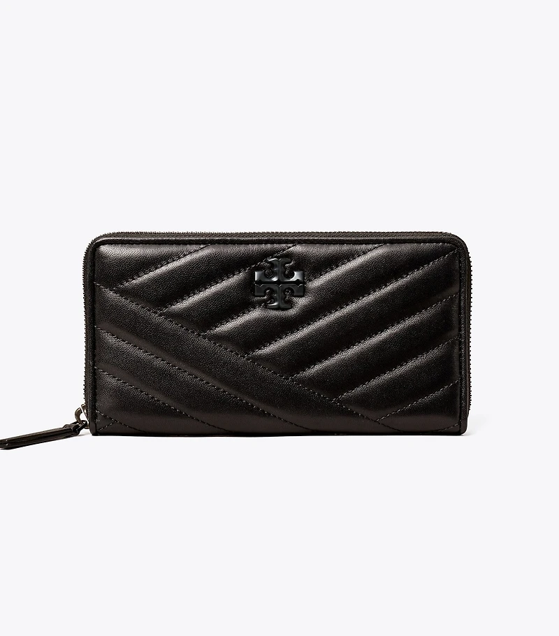 Kira Chevron Powder-Coated Zip Continental Wallet